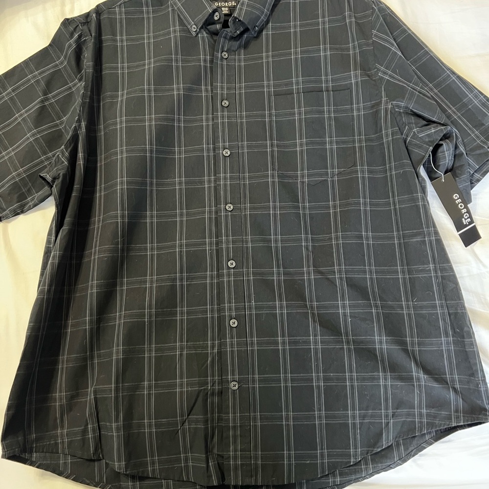George Men's Charcoal Plaid Button Down Shirt